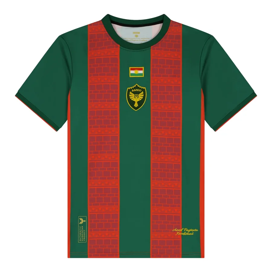 Amed home shirt in green with red city wall panels, our own Amedspor fan edition